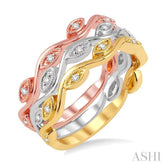 1/6 ctw Marquise Shape Round Cut Diamond Triple Band Set in 14K Tri Color Gold